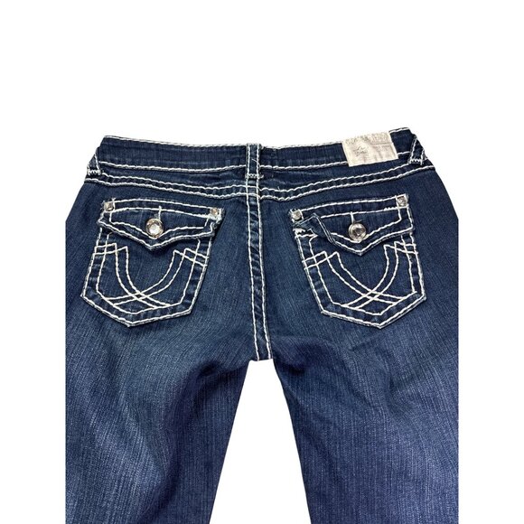 L.A. Idol USA Juniors Bootcut Jeans 11 Vintage Y2K Flap Pockets Rhinestones Blue - Picture 5 of 10
